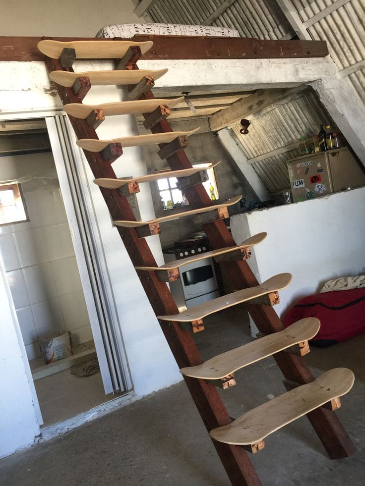 Skateboard Deck Staircase for a Loft