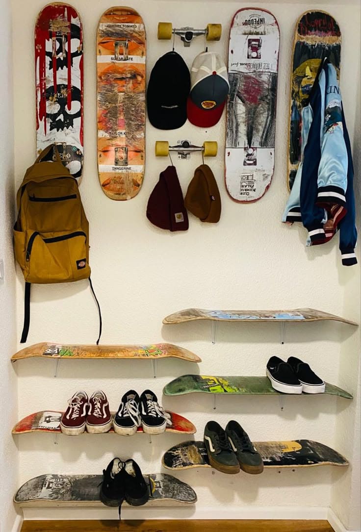 Skateboard Entryway Organizer
