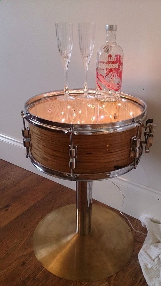 Snare Drum Side Table with Cymbal Base
