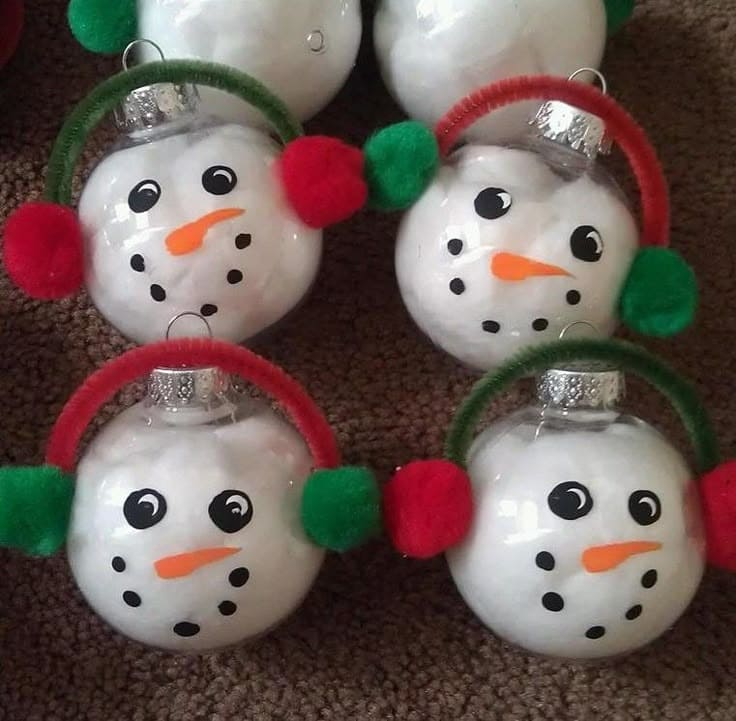 Snowman Head Ornaments with Ear Muffs