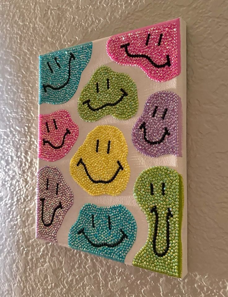 Sparkle Blobs Smiley Face Canvas Art