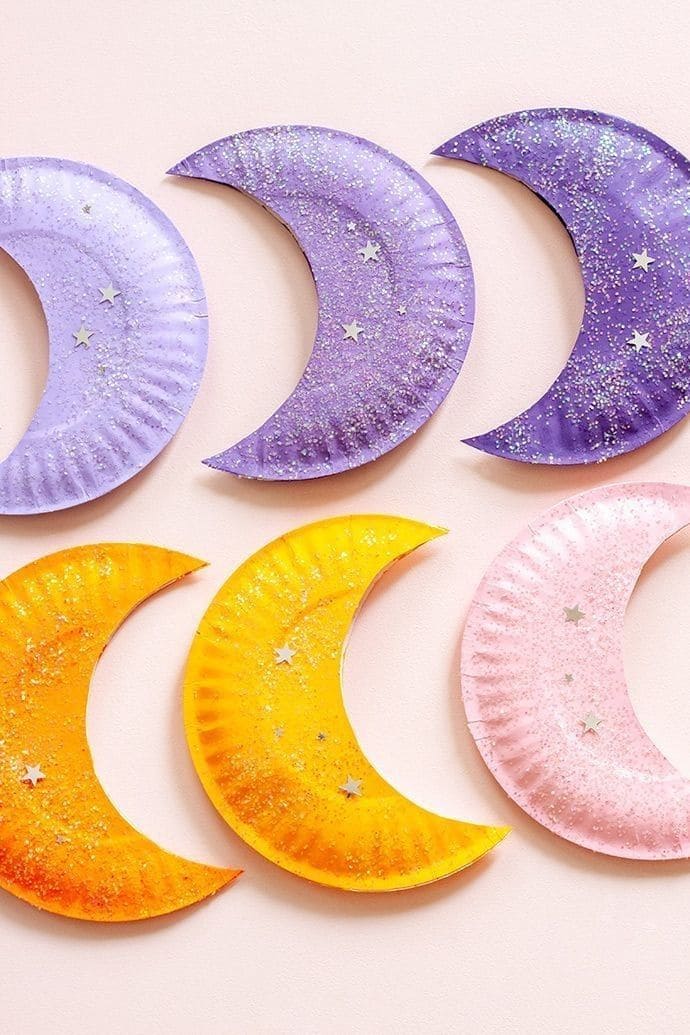 Sparkly Paper Plate Crescent Moons