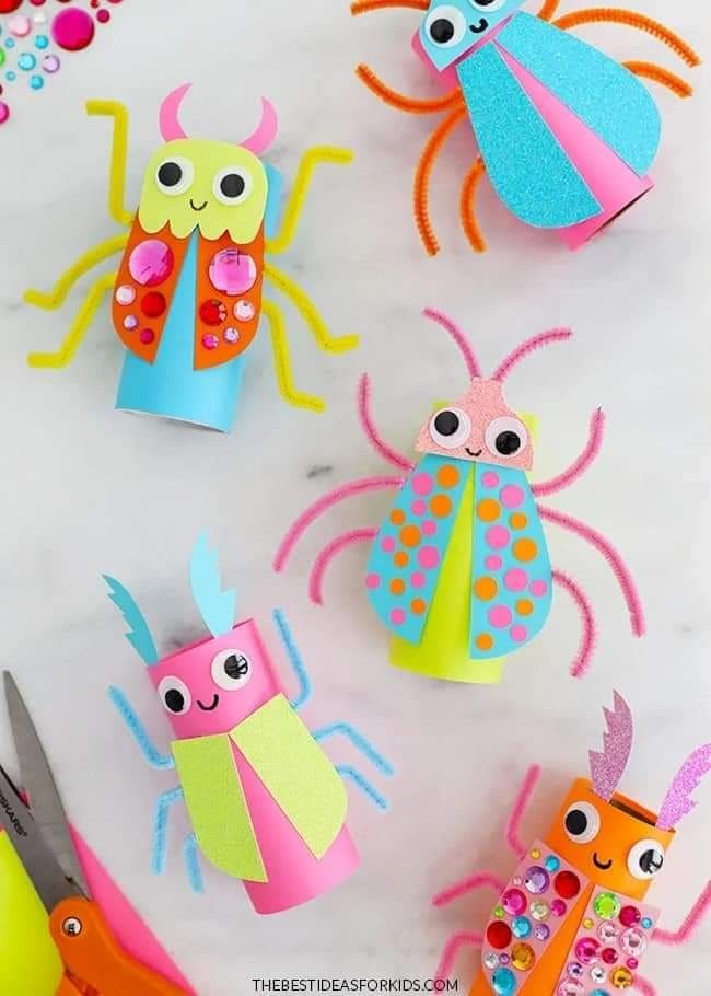 Sparkly Paper Roll Bugs