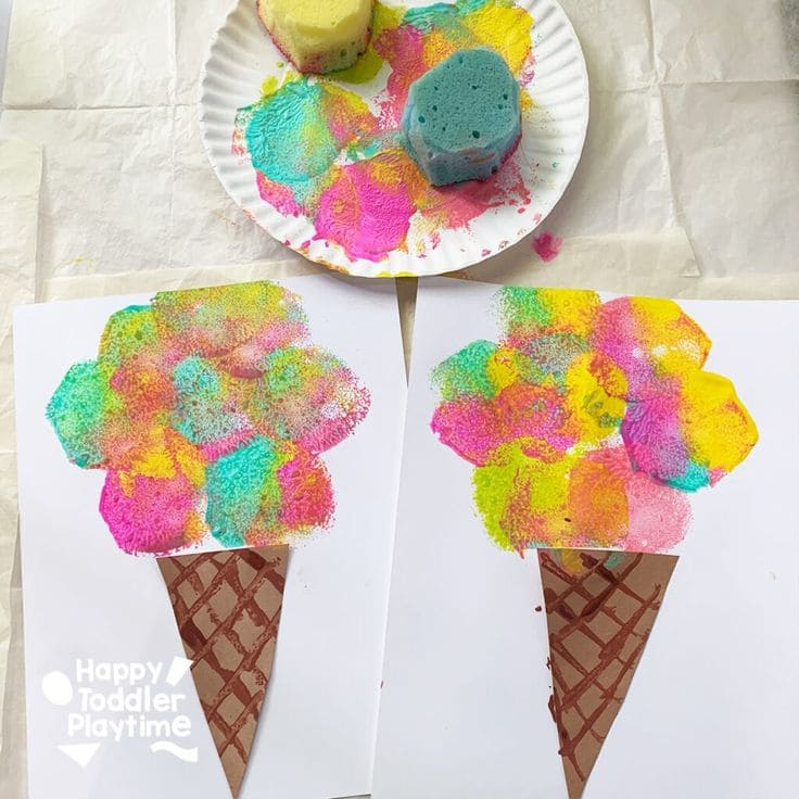 Sponge-Stamped Ice Cream Craft