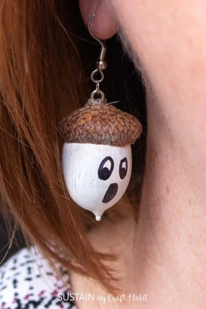 Spooky Acorn Ghost Earrings