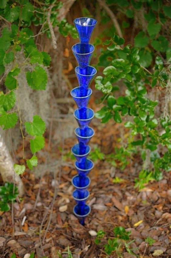 Stacked Wine Bottle Garden Totem