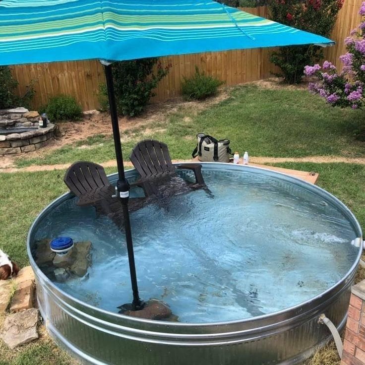 Stock Tank Pool Lounge Setup