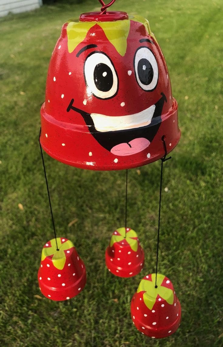 Strawberry Clay Pot Wind Chime