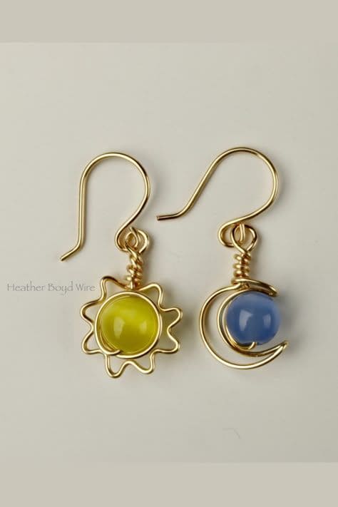 Sun and Moon Wire Earrings