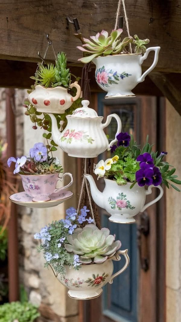 Tea Pot Hanging Planters