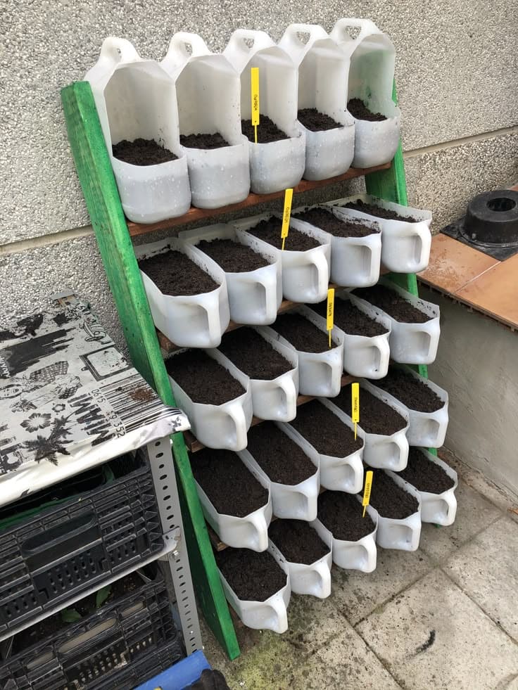 Tiered Milk Jug Planter Rack