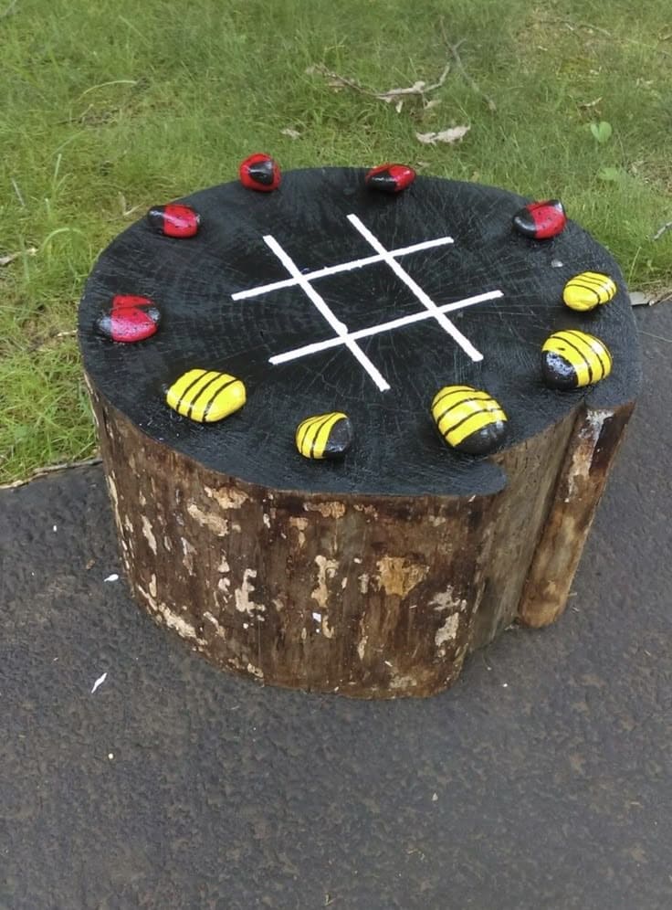 Tree Stump Tic-Tac-Toe Table