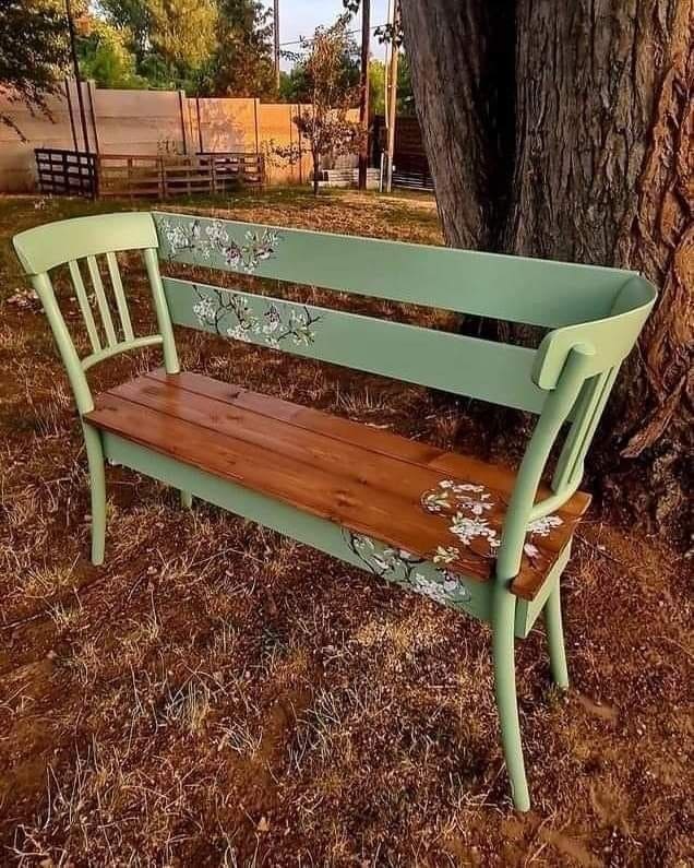Upcycled Chair-to-Garden Bench Project