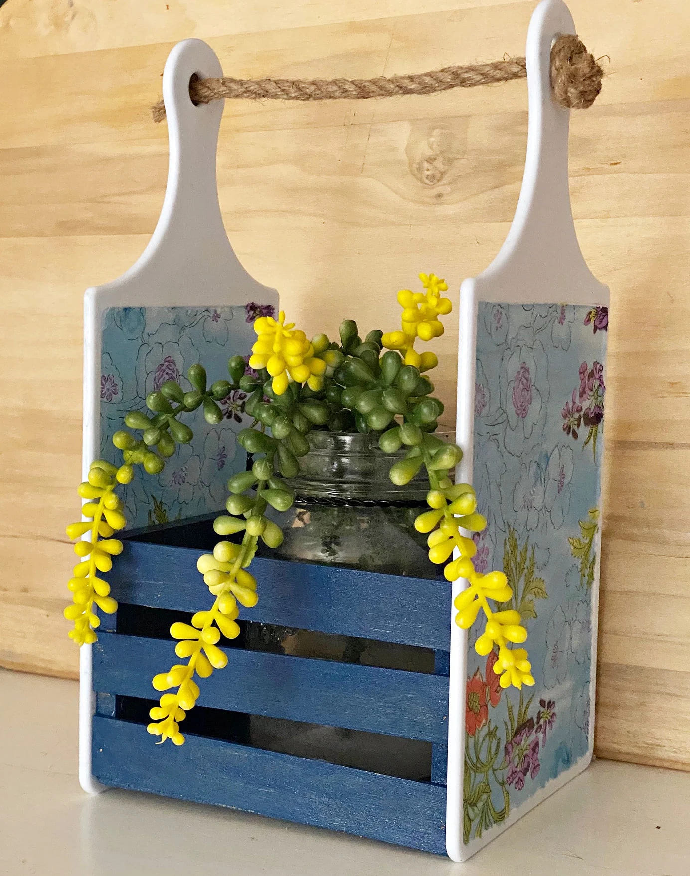 Upcycled Cutting Board Hanging Planter Box