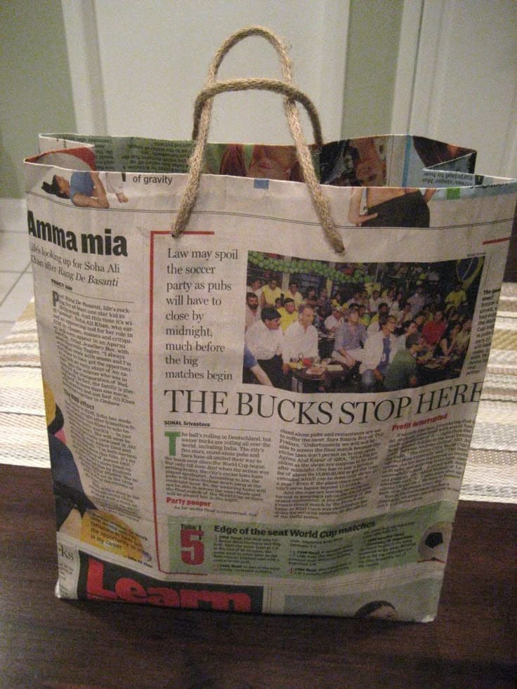 Upcycled Newspaper Gift Bag