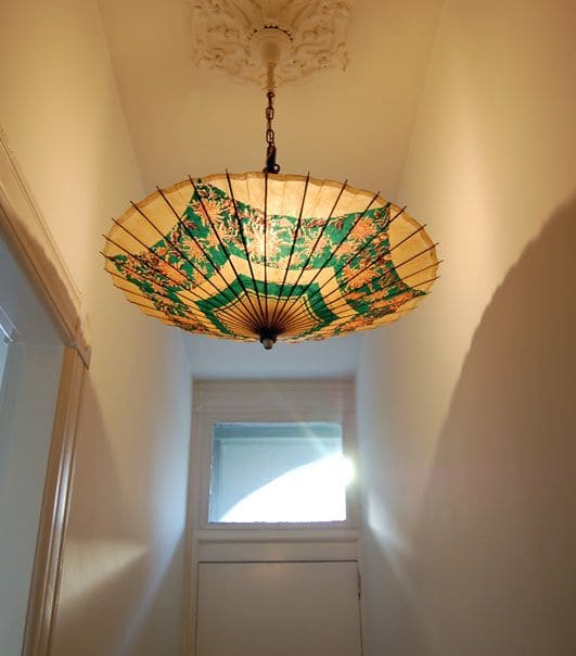 Upcycled Paper Parasol Chandelier