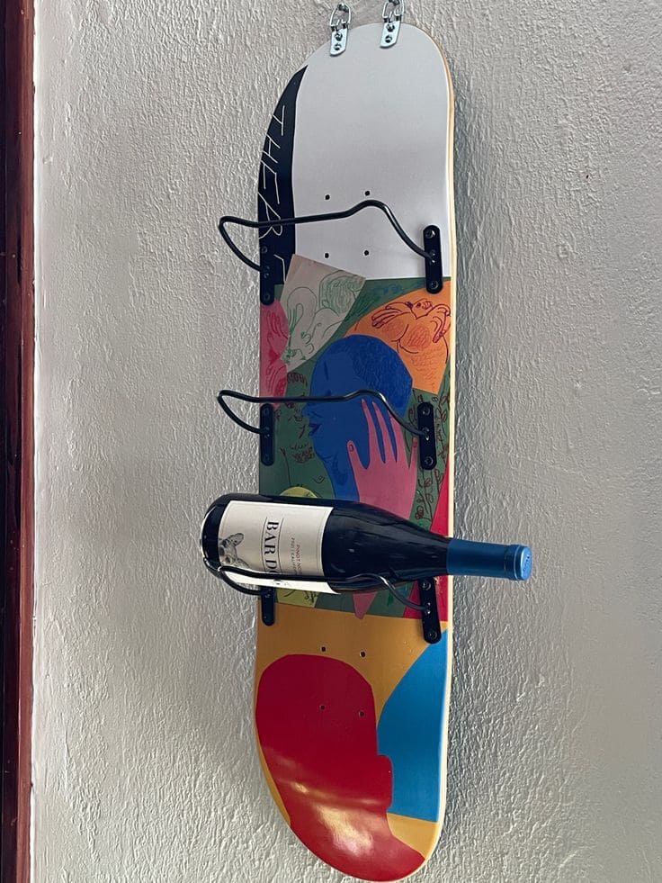 Upcycled Skateboard Wine Rack