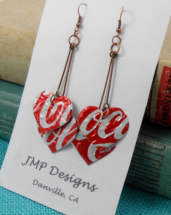 Upcycled Soda Can Sweethearts Earrings
