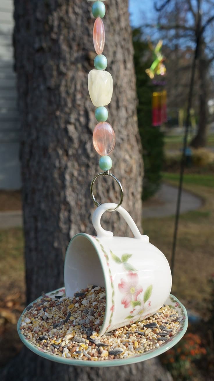 Upcycled Teacup Bird Feeder