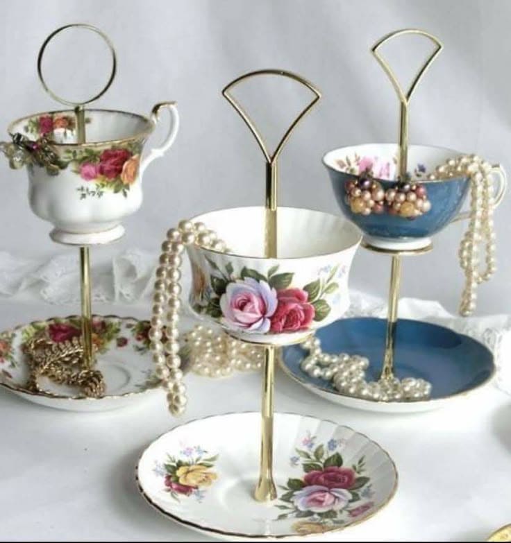 Upcycled Teacup Jewelry Stand