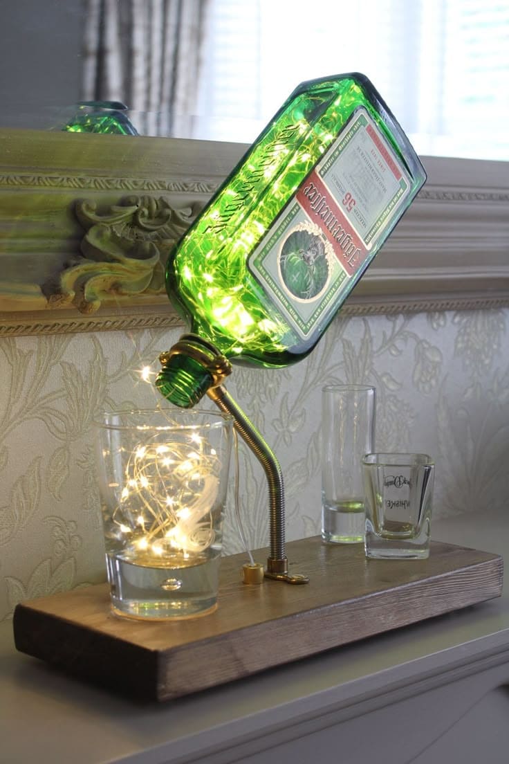 Upcycled Wine Bottle Pouring Light