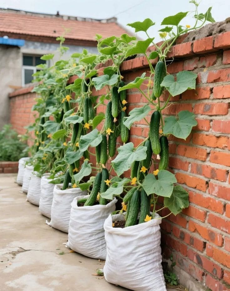 Vertical Cucumber Planter in Grow Bags