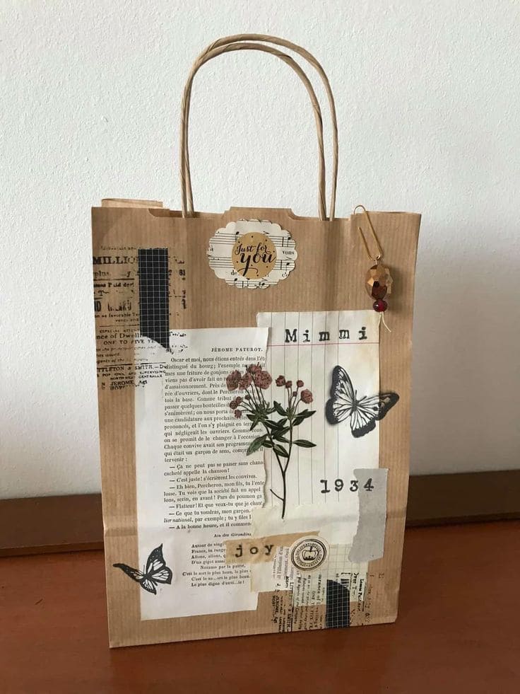 Vintage Collage-Inspired Gift Bag