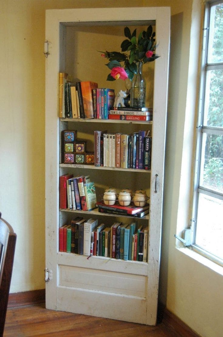 Vintage Door Turned Bookshelf