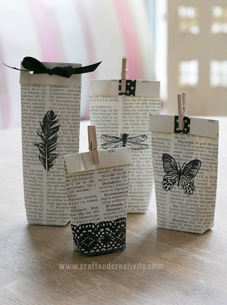 Vintage-Inspired Dictionary Page Gift Bags