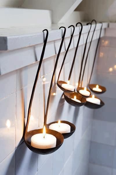 Vintage Ladle Candle Wall Hangers