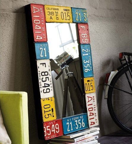 Vintage License Plate Mirror Frame