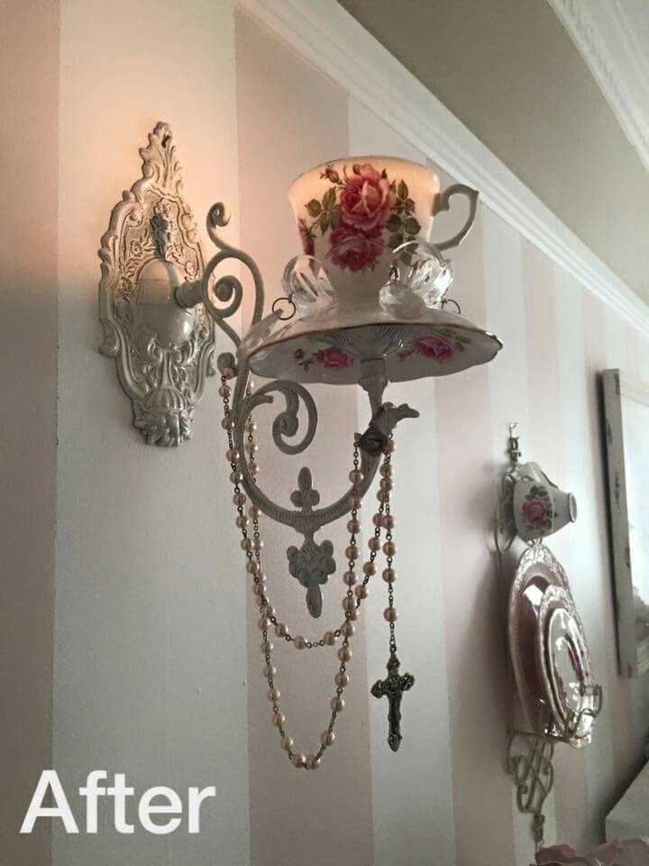 Vintage Teacup Wall Sconce