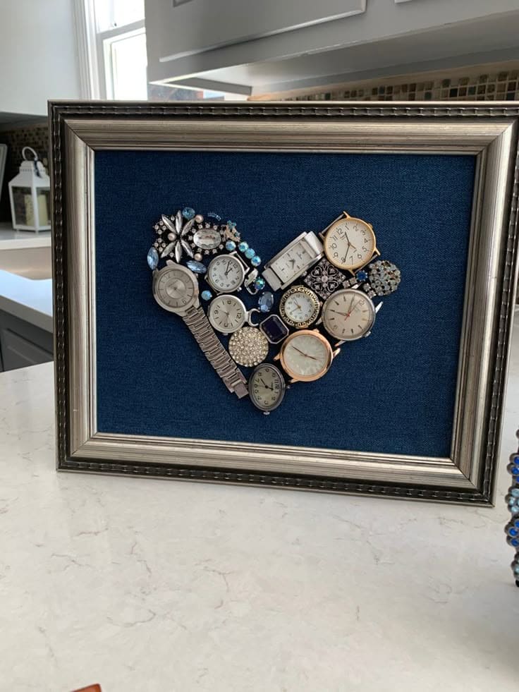 Vintage Watch Heart Shadow Box