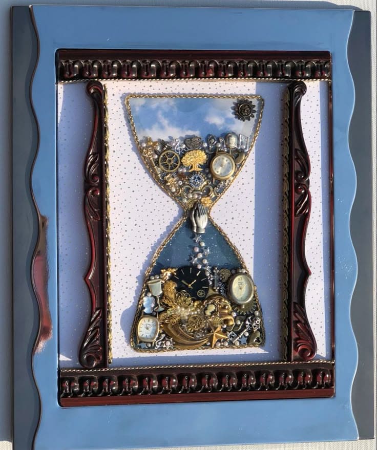 Vintage Watch Hourglass Shadow Box