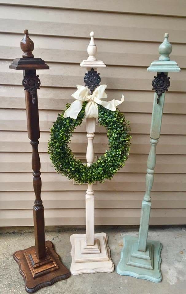 Vintage Wreath Stands from Repurposed Lamp Posts