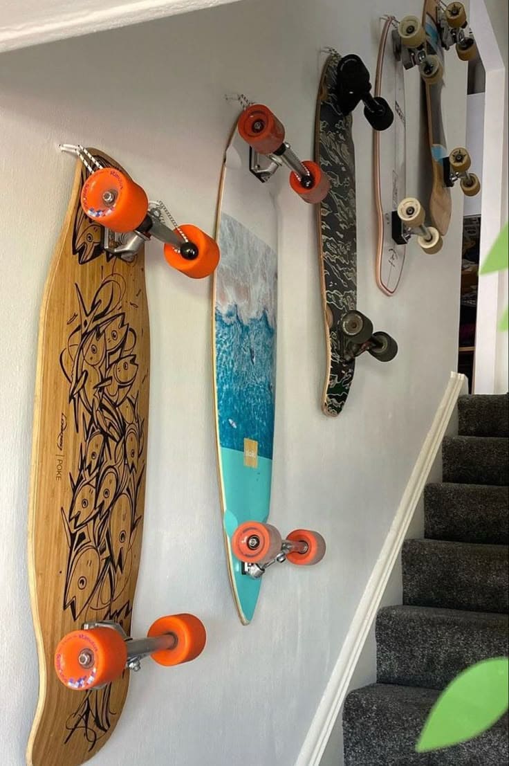 Wall-Mounted Skateboard Storage Display