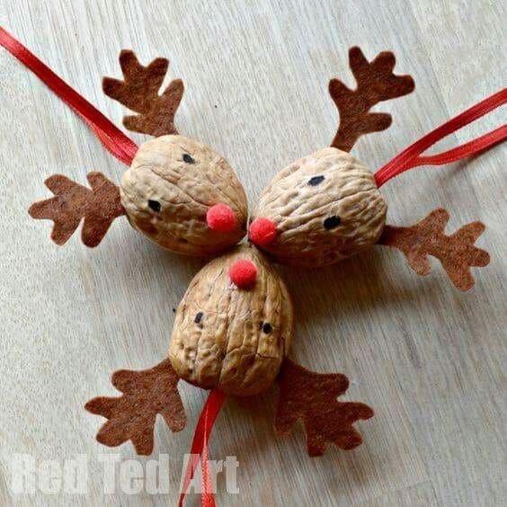 Walnut Shell Reindeer Ornaments
