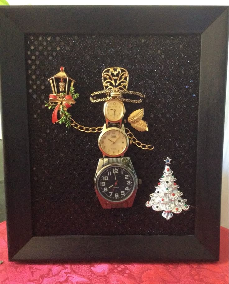 Watch-Face Snowman Shadow Box
