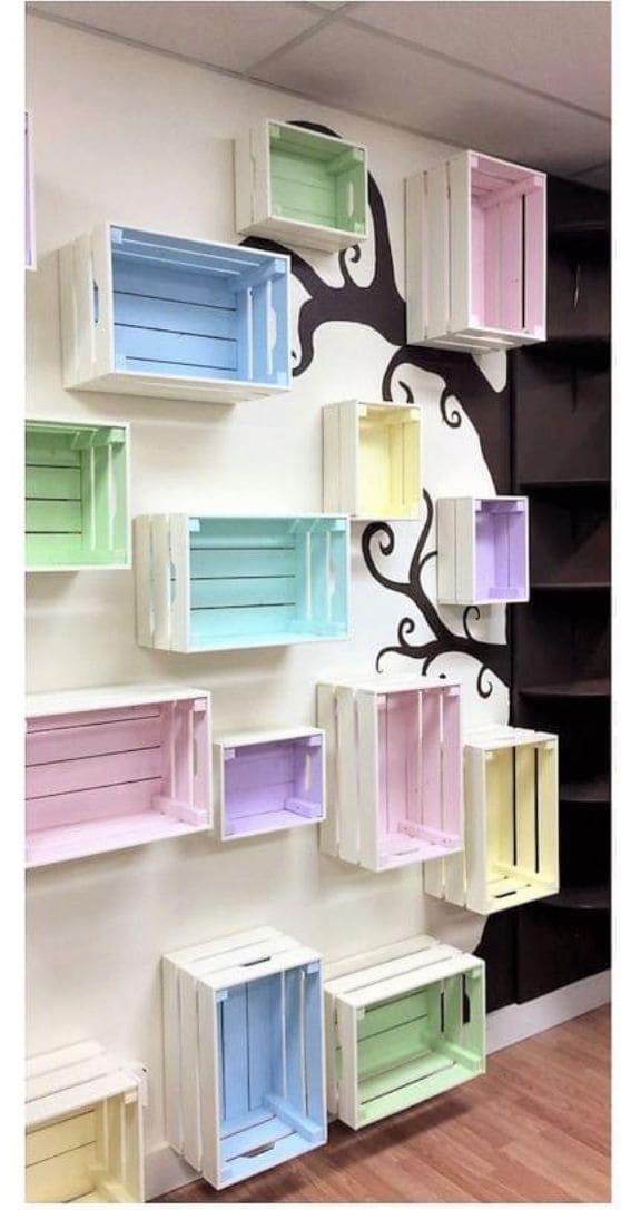 Whimsical Crate Wall Shelves
