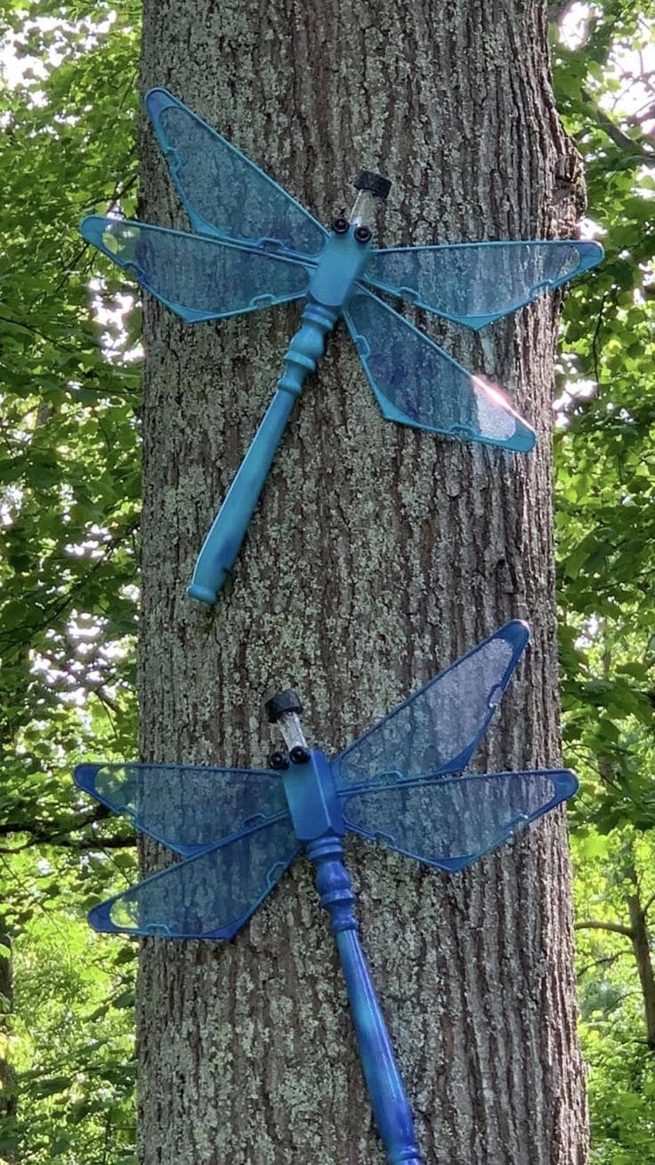 20 Whimsical Tree Trunk Projects That Transform Your Outdoor Space Whimsical Dragonfly Tree Art