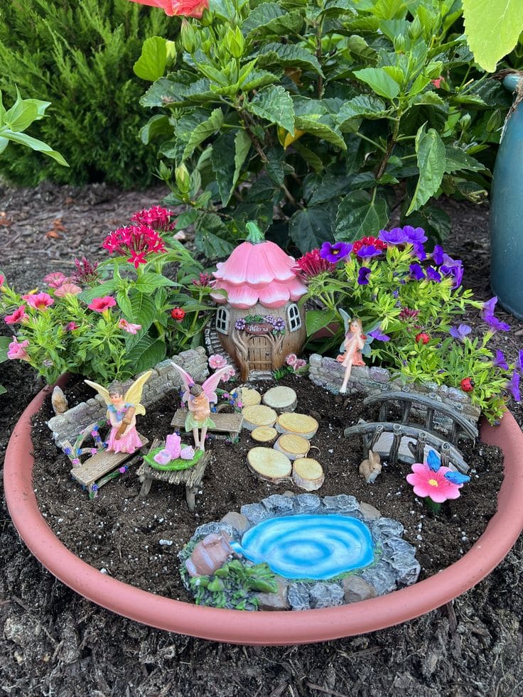 Whimsical Fairy Retreat in a Planter