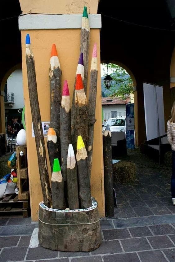 Whimsical Giant Pencil Logs