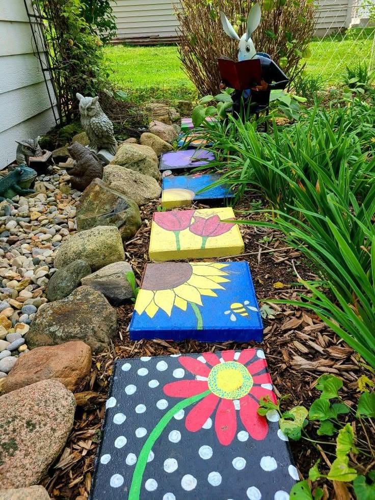Whimsical Hand-Painted Garden Path