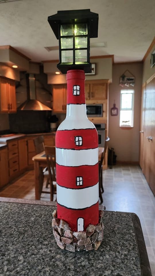 Wine Bottle Lighthouse Lamp