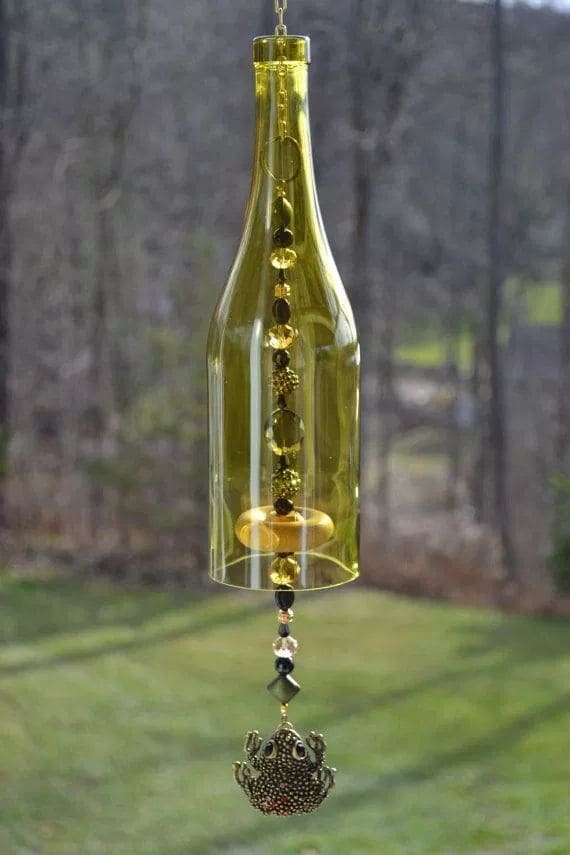 Wine Bottle Wind Chime With Hanging Beads