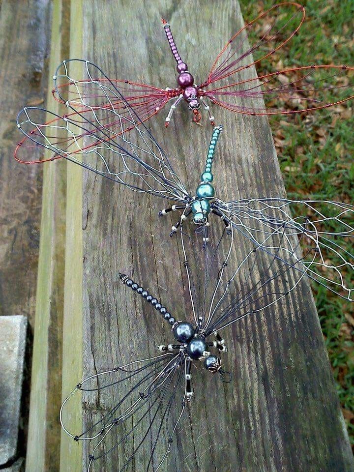 Wire and Bead Dragonflies