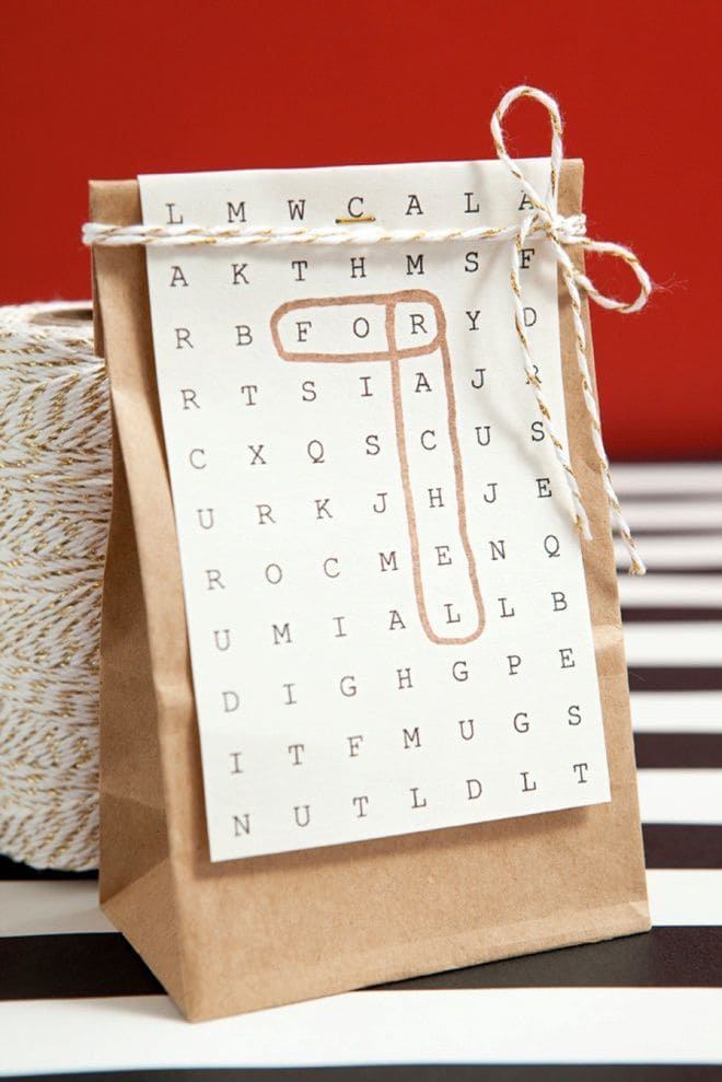 Word Search Gift Bag with Custom Name Tag
