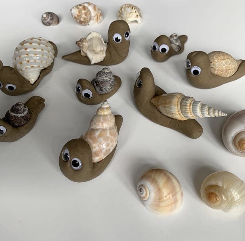 Adorable Clay and Shell Snail Pets