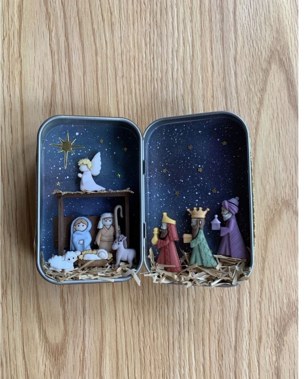 Altoid Tin Nativity Scene with Mini Clay Figurines