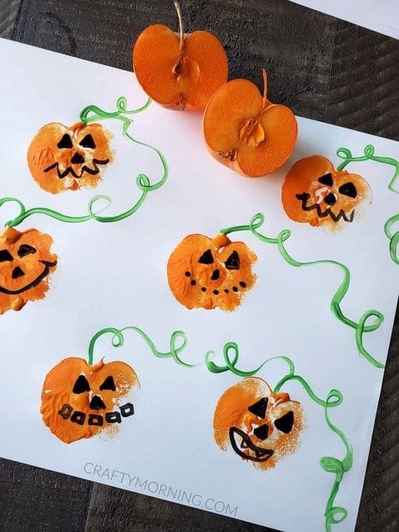 Apple Stamp Jack-o-Lanterns